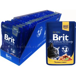 Brit Premium s lososem a pstruhem MULTIPACK - kapsička 24x100 g