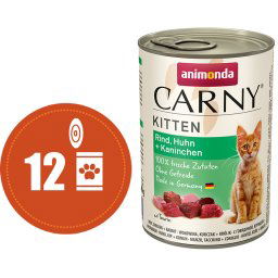 Carny Kitten MULTIPACK hovězí, kuře a králík - konzerva pro koťata 12x400 g