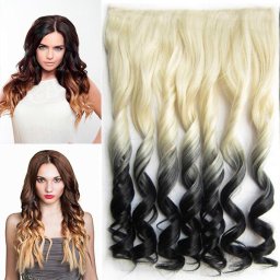 Girlshow Clip in vlasy - 55 cm vlnitý pás vlasů lokny OMBRE - odstín 613TBlack