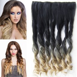 Girlshow Clip in vlasy - 55 cm vlnitý pás vlasů lokny OMBRE - odstín BlackPT24