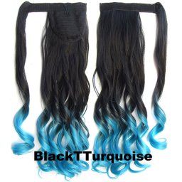 Girlshow Culík, cop s omotávkou vlnitý OMBRE - odstín Black T Light Blue