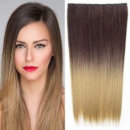 Girlshow Clip in vlasy - 60 cm dlouhý pás vlasů OMBRE - odstín 4 T 24 - odstín 4 T 24