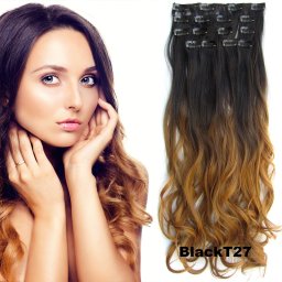 Girlshow Clip in sada OMBRE vlnitá - odstín Black T 27