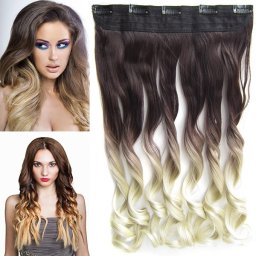 Girlshow Clip in vlasy - 55 cm vlnitý pás vlasů lokny OMBRE - odstín 4TKhaki
