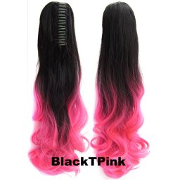 Girlshow Culík, cop na skřipci - vlnitý 55 cm OMBRE - odstín Black T Pink
