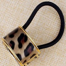 Spona do vlasů, samozavírací obojek zvířecí motiv - tmavý leopard