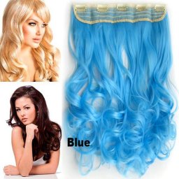 Girlshow Clip in pás vlasů - lokny 55 cm - modrá - odstín BLUE