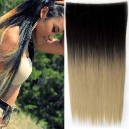 Girlshow Clip in vlasy - 60 cm dlouhý pás vlasů OMBRE - odstín Black T 16