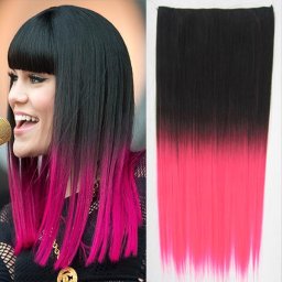 Girlshow Clip in vlasy - 60 cm dlouhý pás vlasů OMBRE - odstín Black T Pink