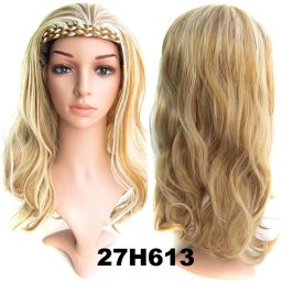 Girlshow Poloparuka - 3/4 paruka s čelenkou z pletených vlasů - 27H613 (melír karamelové a beach blond)