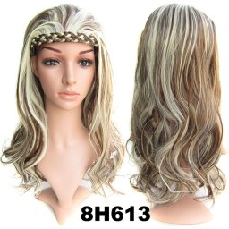 Girlshow Poloparuka - 3/4 paruka s čelenkou z pletených vlasů - 8H613 (melír světle hnědé a beach blond)