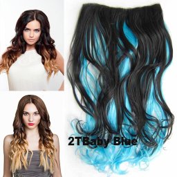 Girlshow Clip in vlasy - 55 cm vlnitý pás vlasů lokny OMBRE - odstín 2TBaby Blue