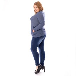 V&V XXL Dámské jeans tmavě modré se zirkony - 32
