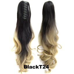 Girlshow Culík, cop na skřipci - vlnitý 55 cm OMBRE - odstín Black T 24