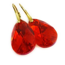 Pozlacené stříbrné náušnice Pear Light Siam