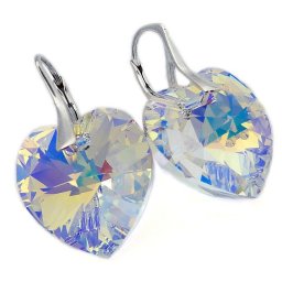 Stříbrné náušnice srdce Crystal AB