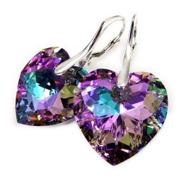 Stříbrné náušnice srdce Vitrail Light