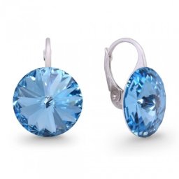 RIVOLI stříbrné visací náušnice Aquamarine