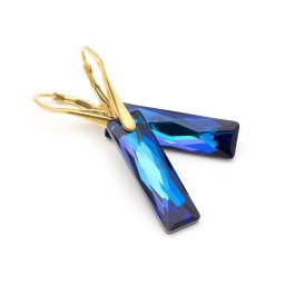 Pozlacené stříbrné náušnice Baquette Bermuda Blue