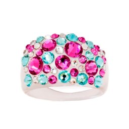Prsten s krystaly Swarovski Pink Turquoise