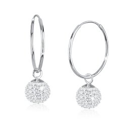 Stříbrné kruhy s kuličkou Crystal 12 mm