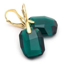 Pozlacené stříbrné náušnice Graphic Emerald
