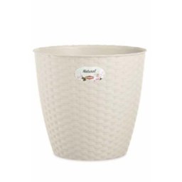STEFANPLAST Bílý plastový květináč Rattan - průměr 29cm 12,5l