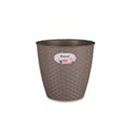 STEFANPLAST Šedý plastový květináč Rattan - průměr 29cm 12,5l