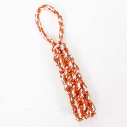 LES FILOUS Colored rope tug w/ braided stick, Jute-cotton, 24cm, 200g