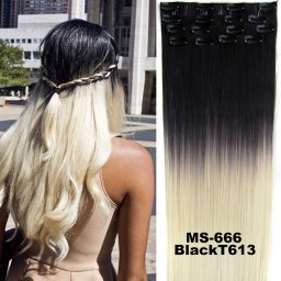 Girlshow Clip in sada OMBRE rovná - odstín Black T 613