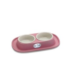 COBBYS PET Soft Touch PP Double 31x20x3,5cm dvě plastové misky se stabilní gumovou podložkou 0,46l