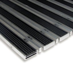 Gumová hliníková kartáčová venkovní vstupní rohož FLOMA Alu Low Extra - 60 x 90 x 1 cm
