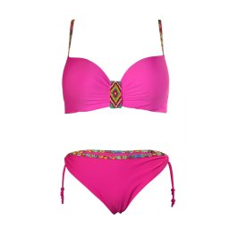 Donna - zářivé plavky s korálky S945 S zářivě růžová