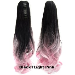 Girlshow Culík, cop na skřipci - vlnitý 55 cm OMBRE - odstín Black T Light Pink