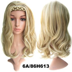 Girlshow Poloparuka - 3/4 paruka s čelenkou z pletených vlasů - 6/86H613 (melír plavých odstínů v beach blond)