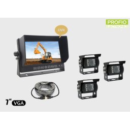 Set na parkování se 7 "LCD monitor s nahráváním + 3x voděodolná kamera s úhlem 150 °