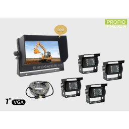 Parkovací set 7 "LCD monitor s nahráváním + 4x voděodolná kamera s úhlem 150 °