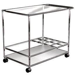 USM Haller designový barový vozík se mřížkou na lahve