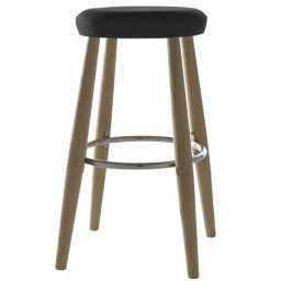 Výprodej Carl Hansen designové barové židle Ch56 (černá kůže kategorie "C", konstrukce dub lakovaný / olejovaný, výška
