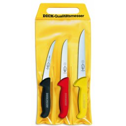 F. Dick - Sada nožů 3 ks ve třech barvách, Ergogrip, 13 až 18 cm