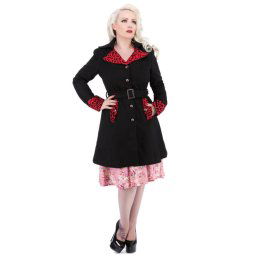 kabát dámský HEARTS AND ROSES - Black Red Flocking - 9633 B R