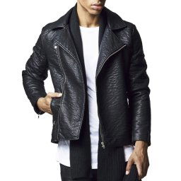 bunda pánská URBAN CLASSICS - Leather lmitation Biker - TB1440-black
