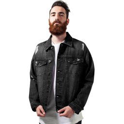 bunda pánská URBAN CLASSICS - Ripped Denim - TB1438-black