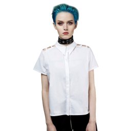 košile dámská DISTURBIA - Abstract Crop - White - SS1824W