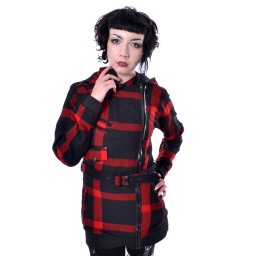 kabát dámský POIZEN INDUSTRIES - TILLY - BLACK/RED CHECK - POI630