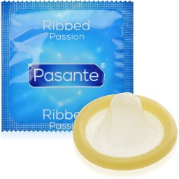 PASANTE RIBBED – KONDOM ZESILUJÍCÍ PŘÍJEMNÝ PROŽITEK 1 KUS – PSS 1080RA