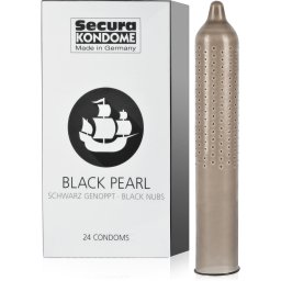 SECURA BLACK PEARL - ČERNÉ KONDOMY POKRYTÉ STIMULAČNÍMI HROTY 24 KS - 73829669