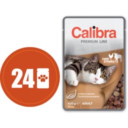 Calibra Cat jehněčí a drůbeží MULTIPACK v omáčce - kapsička 24x100 g