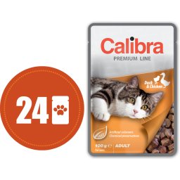 Calibra Cat kachní a kuřecí v omáčce MULTIPACK - kapsička 24x100 g