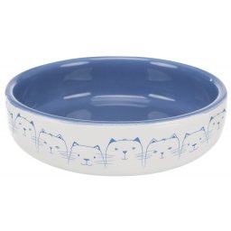 Široká keramická miska modrá s kočičkami 15 cm, 300 ml